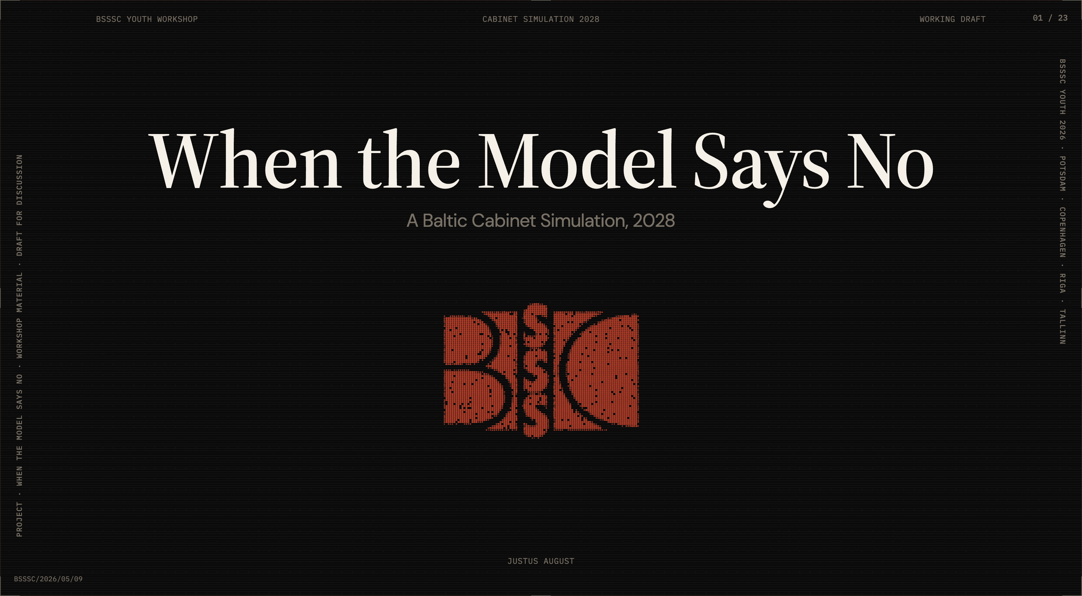 When the Model Says No — Baltic Cabinet Simulation 2028 workshop title slide