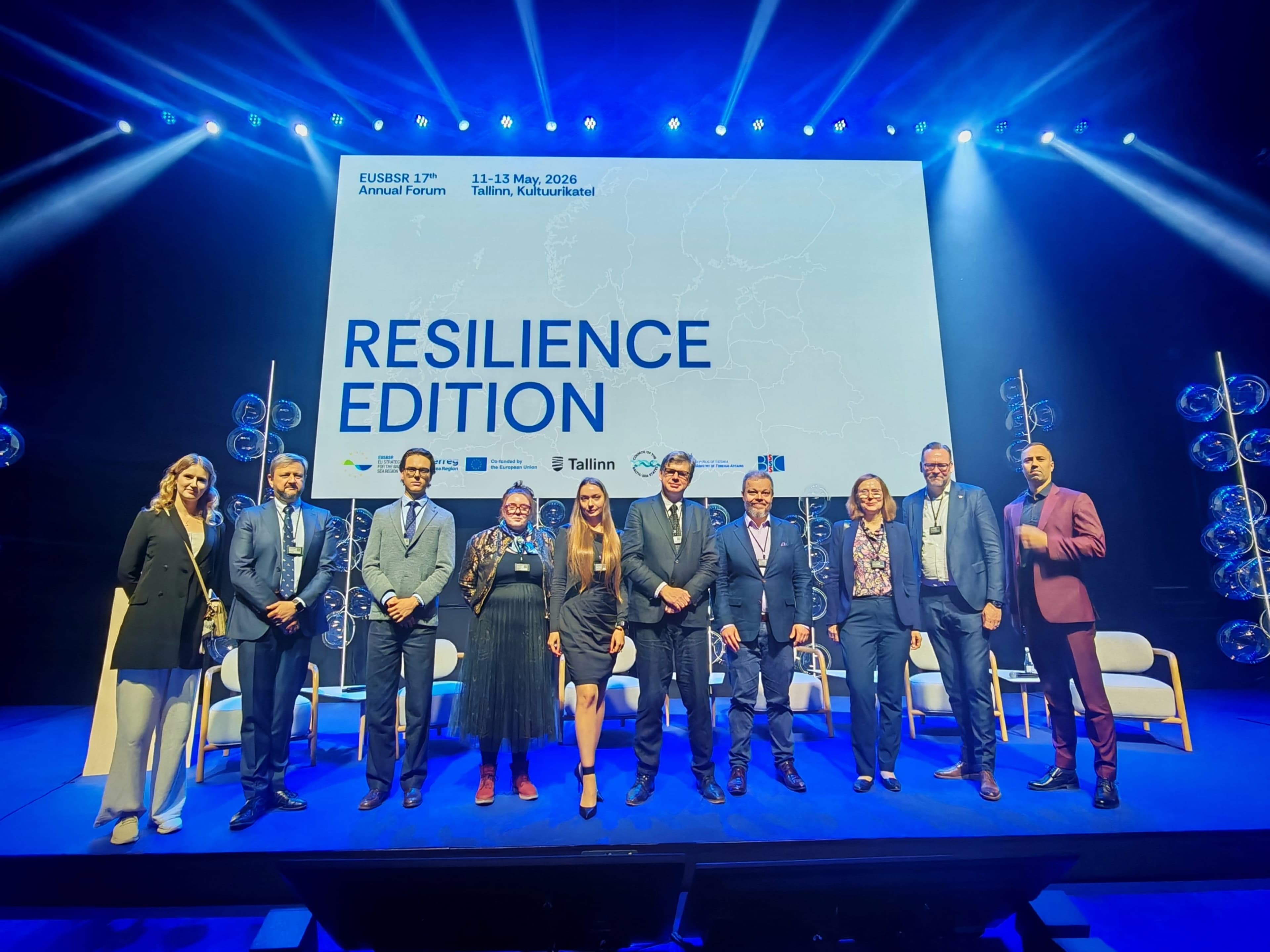 Resilience Edition group photo on the EUSBSR Annual Forum 2026 stage